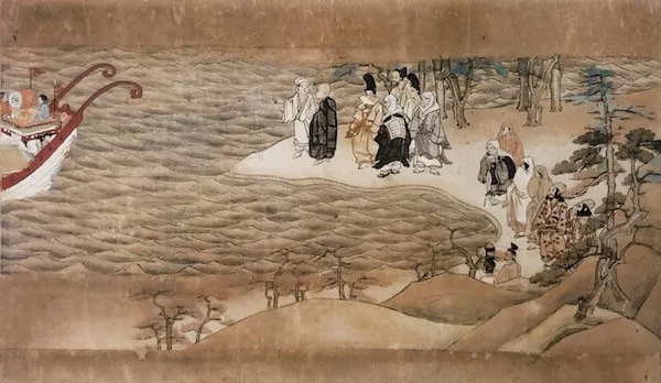 《東征傳繪卷》卷一 第四段:日本遣唐使來朝(局部)