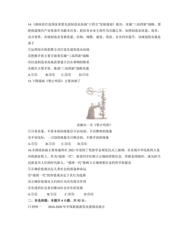 2022年八省聯(lián)考政治試卷第5頁