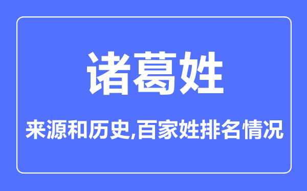 諸葛姓的來源和歷史,諸葛姓在百家姓排名第幾？