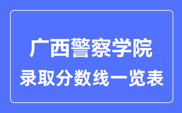 2023年高考多少分能上廣西警察學(xué)院？附各省錄取分?jǐn)?shù)線