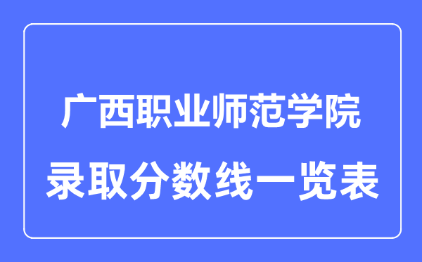 2023年高考多少分能上廣西職業(yè)師范學院？附各省錄取分數(shù)線