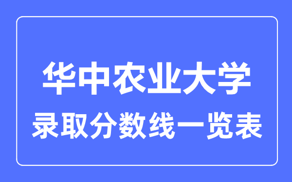 2023年高考多少分能上華中農(nóng)業(yè)大學？附各省錄取分數(shù)線
