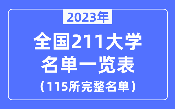2023年全國211大學(xué)名單一覽表（115所完整名單）