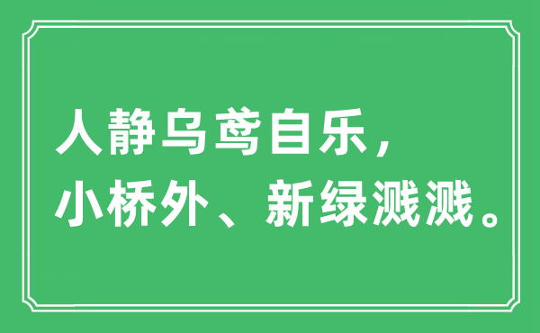 “人靜烏鳶自樂，小橋外、新綠濺濺”是什么意思,出處及原文翻譯