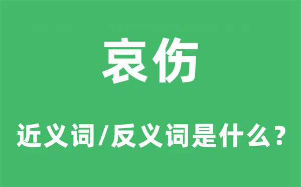 哀傷的近義詞和反義詞是什么,哀傷是什么意思
