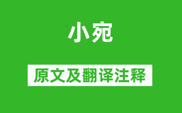 詩經(jīng)·小雅《小宛》原文及翻譯注釋,詩意解釋