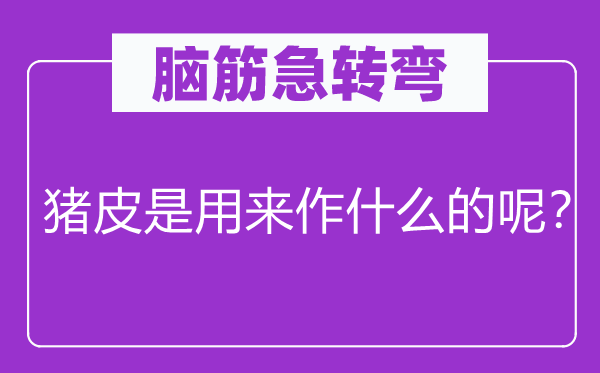 腦筋急轉(zhuǎn)彎：豬皮是用來作什么的呢？