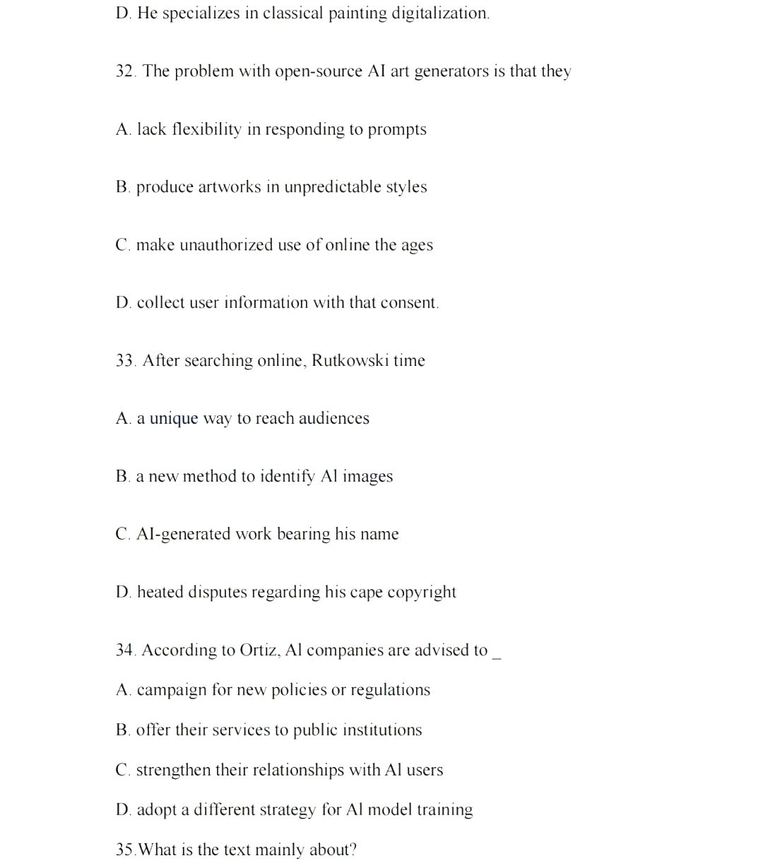 2024年考研英語一試卷真題及答案解析