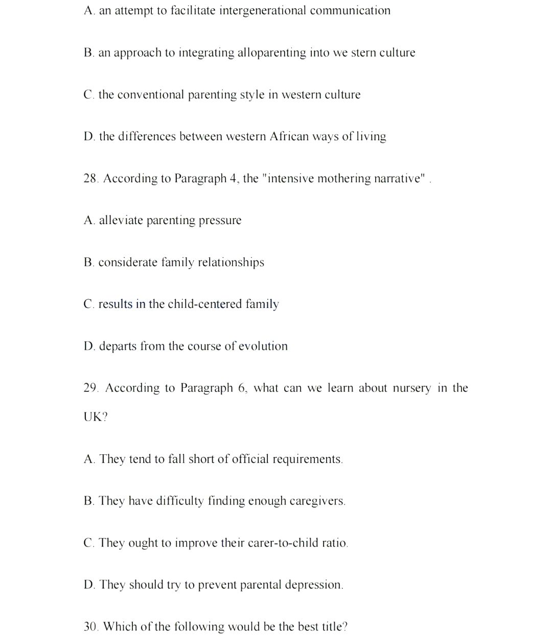 2024年考研英語一試卷真題及答案解析