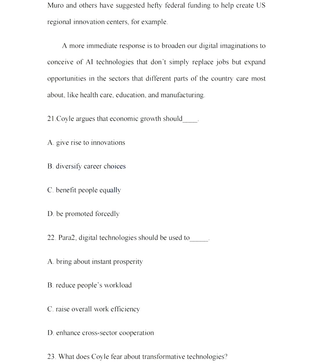 2024年考研英語二試卷真題及答案解析