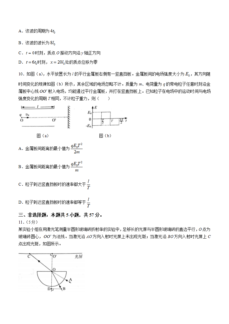 新高考2024九省聯(lián)考物理試卷及答案解析