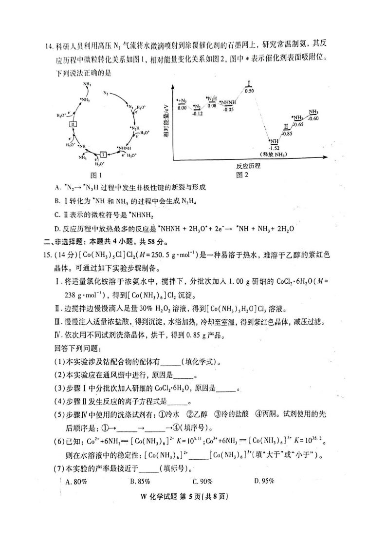 新高考2024九省聯(lián)考化學(xué)試卷及答案解析