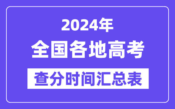 2024年全國各地高考查分時間匯總表(完整版)