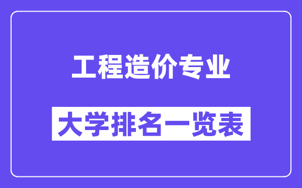 全國工程造價(jià)專業(yè)大學(xué)排名一覽表（最新排行榜）