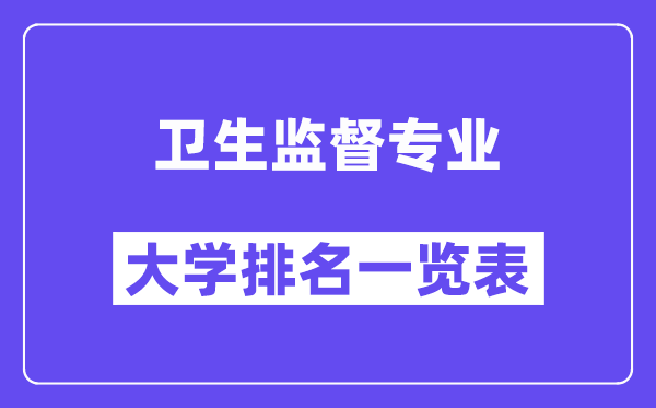 全國衛(wèi)生監(jiān)督專業(yè)大學排名一覽表（最新排行榜）