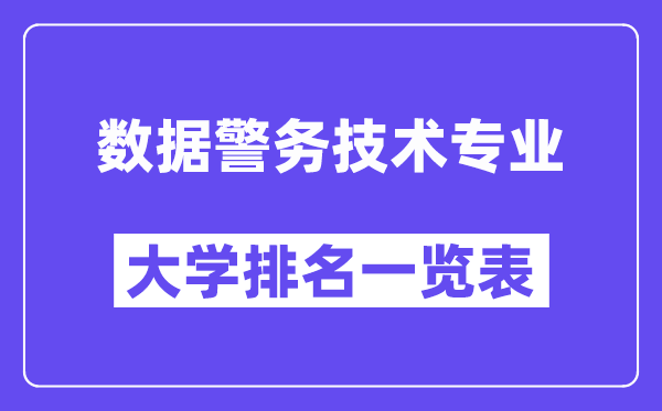 全國數(shù)據(jù)警務(wù)技術(shù)專業(yè)大學排名一覽表（最新排行榜）