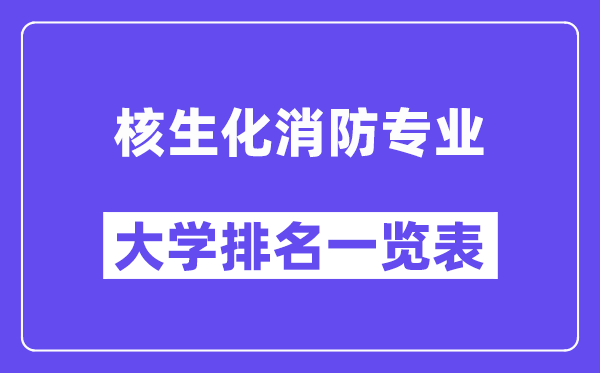 全國核生化消防專業(yè)大學(xué)排名一覽表（最新排行榜）
