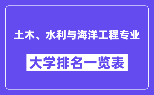 全國土木、水利與海洋工程專業(yè)大學(xué)排名一覽表（最新排行榜）