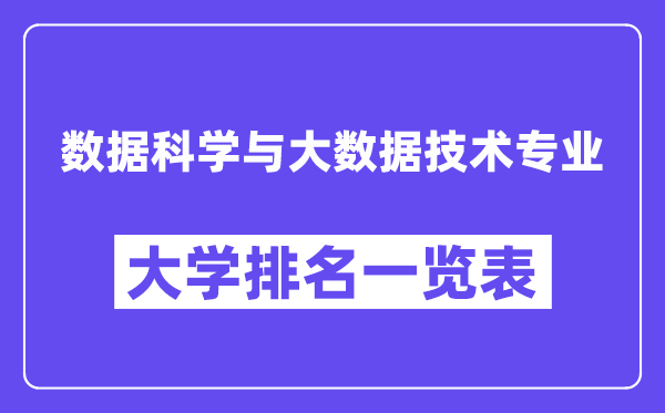 全國數(shù)據(jù)科學(xué)與大數(shù)據(jù)技術(shù)專業(yè)大學(xué)排名一覽表(最新排行榜)