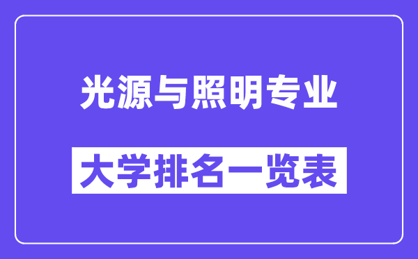 全國光源與照明專業(yè)大學(xué)排名一覽表（最新排行榜）