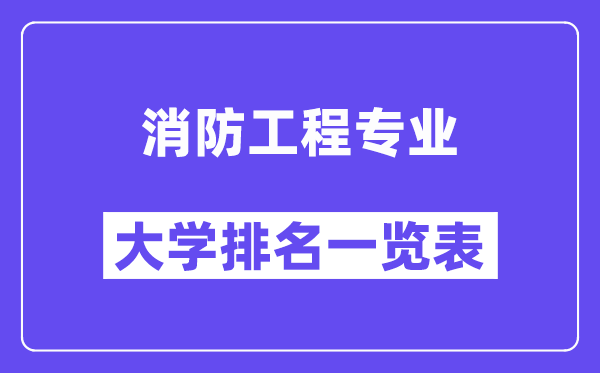 全國消防工程專業(yè)大學(xué)排名一覽表（最新排行榜）