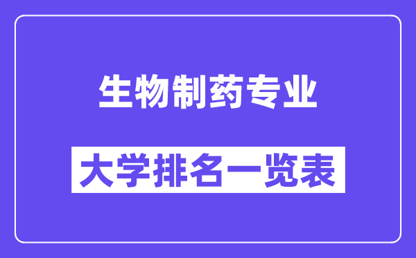 全國生物制藥專業(yè)大學(xué)排名一覽表（最新排行榜）