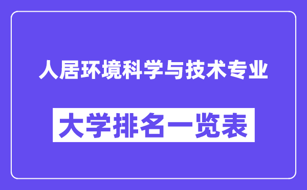全國人居環(huán)境科學(xué)與技術(shù)專業(yè)大學(xué)排名一覽表（最新排行榜）