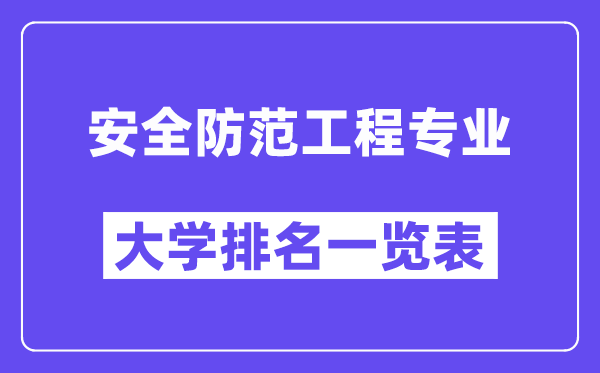 全國安全防范工程專業(yè)大學(xué)排名一覽表（最新排行榜）