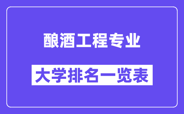 全國釀酒工程專業(yè)大學(xué)排名一覽表（最新排行榜）