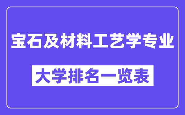 全國寶石及材料工藝學(xué)專業(yè)大學(xué)排名一覽表（最新排行榜）