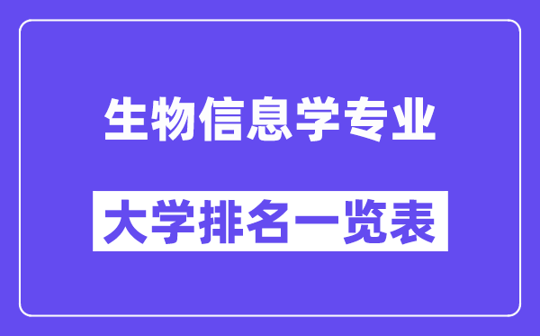 全國生物信息學(xué)專業(yè)大學(xué)排名一覽表（最新排行榜）