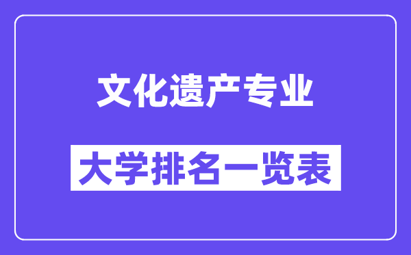 全國文化遺產(chǎn)專業(yè)大學排名一覽表（最新排行榜）