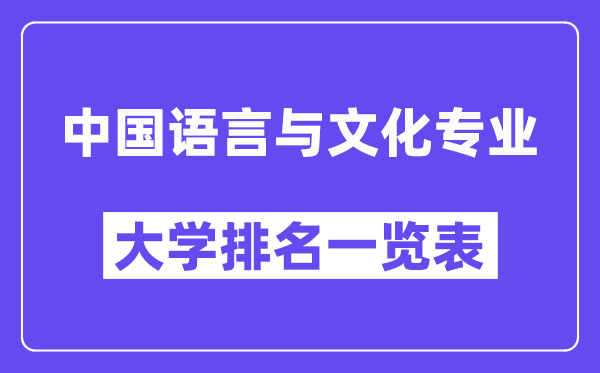 全國中國語言與文化專業(yè)大學排名一覽表（最新排行榜）