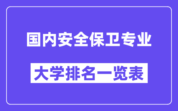 全國(guó)國(guó)內(nèi)安全保衛(wèi)專業(yè)大學(xué)排名一覽表（最新排行榜）