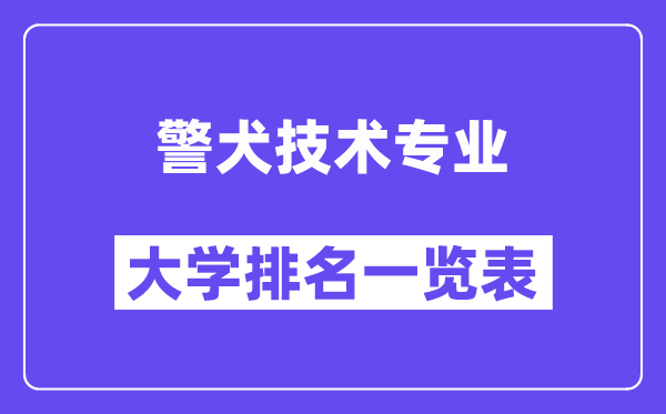 全國警犬技術(shù)專業(yè)大學(xué)排名一覽表（最新排行榜）