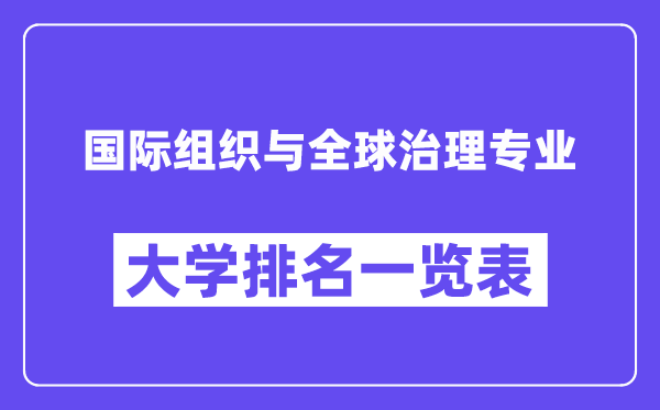 全國國際組織與全球治理專業(yè)大學(xué)排名一覽表（最新排行榜）
