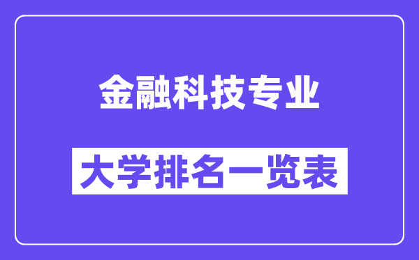 全國金融科技專業(yè)大學(xué)排名一覽表（最新排行榜）