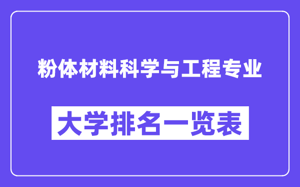 全國粉體材料科學(xué)與工程專業(yè)大學(xué)排名一覽表（最新排行榜）