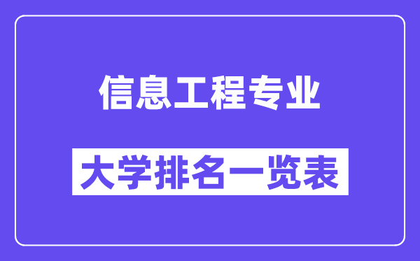全國信息工程專業(yè)大學(xué)排名一覽表（最新排行榜）