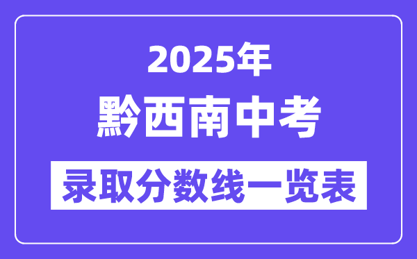 2025年黔西南州中考各高中錄取分數線一覽表
