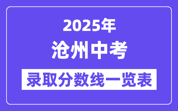 2025年滄州中考各高中錄取分?jǐn)?shù)線一覽表