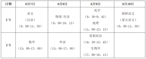 黑龍江高考時(shí)間2026年時(shí)間表,各科目具體時(shí)間安排一覽表